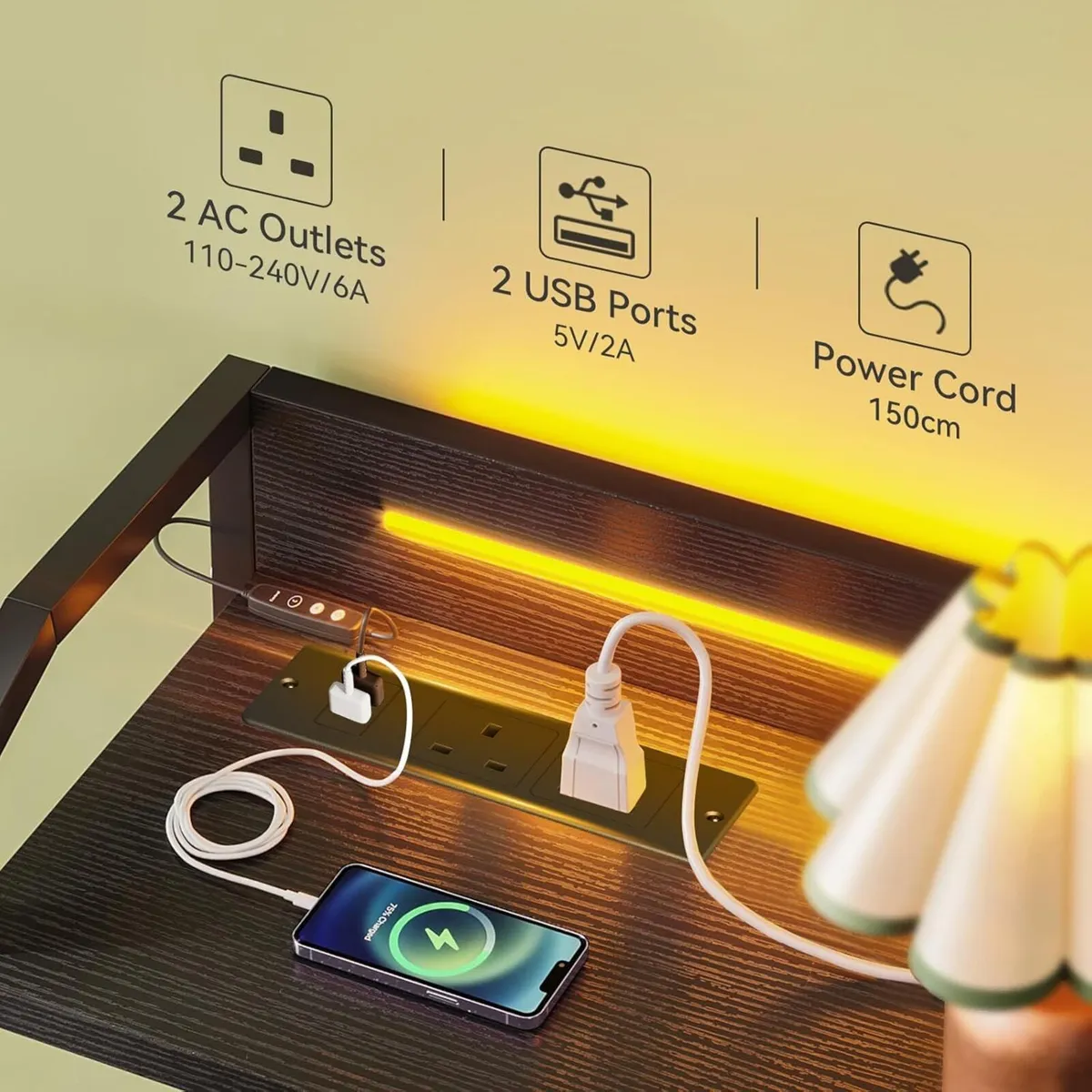 Black Chest of Drawers Bedroom with LED Light - Image 4