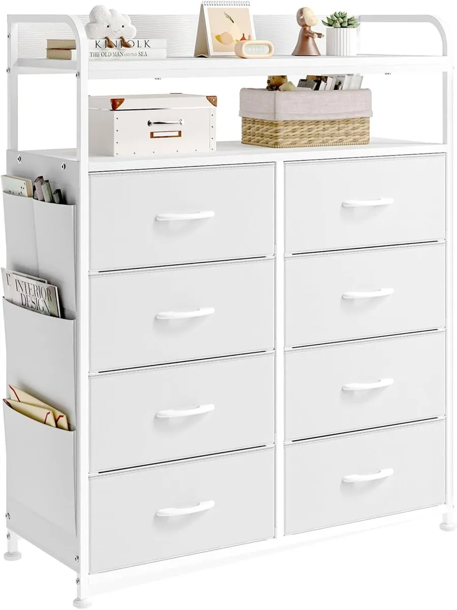 Chest of Drawers White Dresser for Bedroom with 8 - Image 1