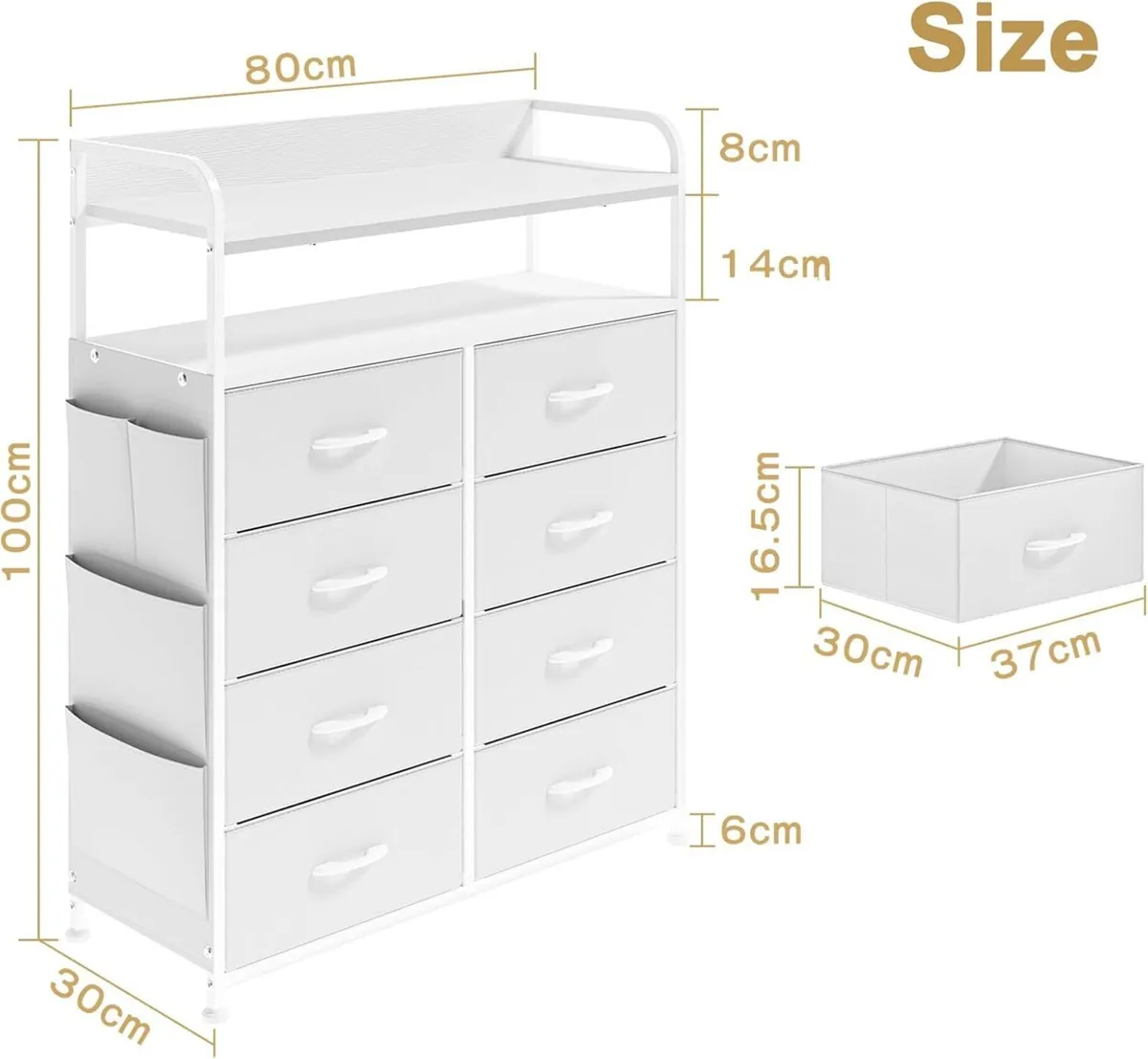 Chest of Drawers White Dresser for Bedroom with 8 - Image 2