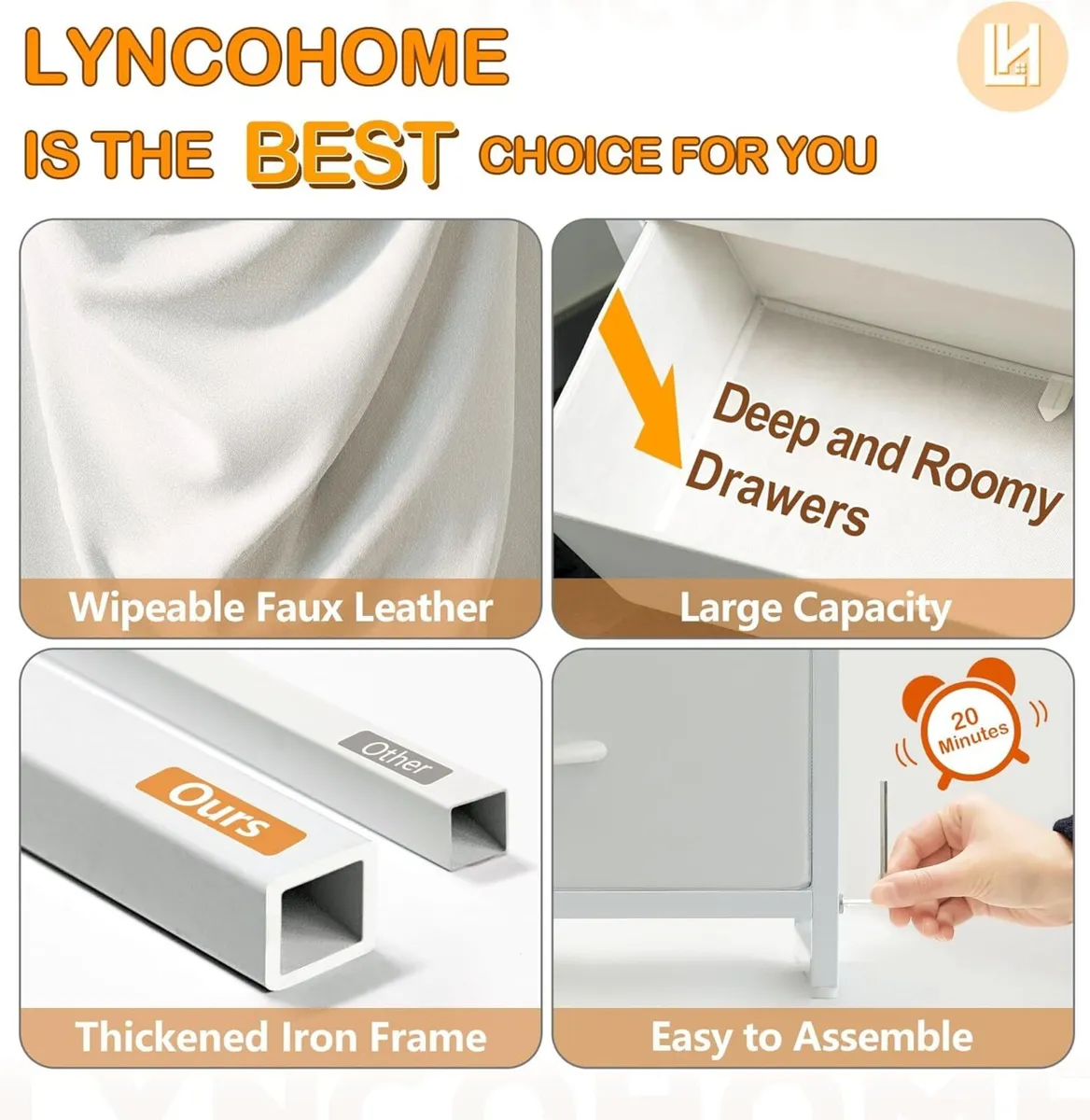 White Chest of Drawers for Bedroom 9 Drawer - Image 4