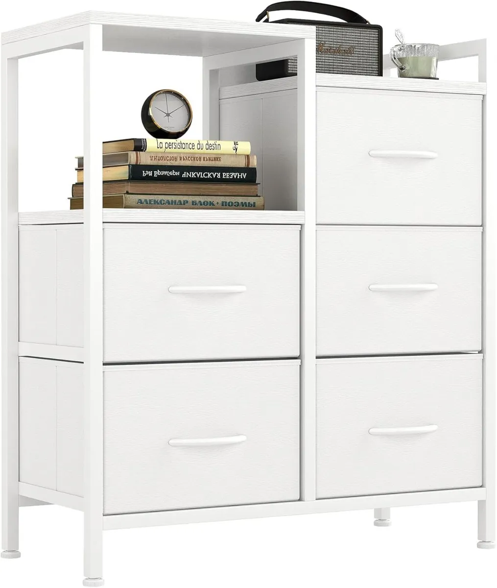Chest of Drawers Bedroom Storage with 5 Fabric - Image 1