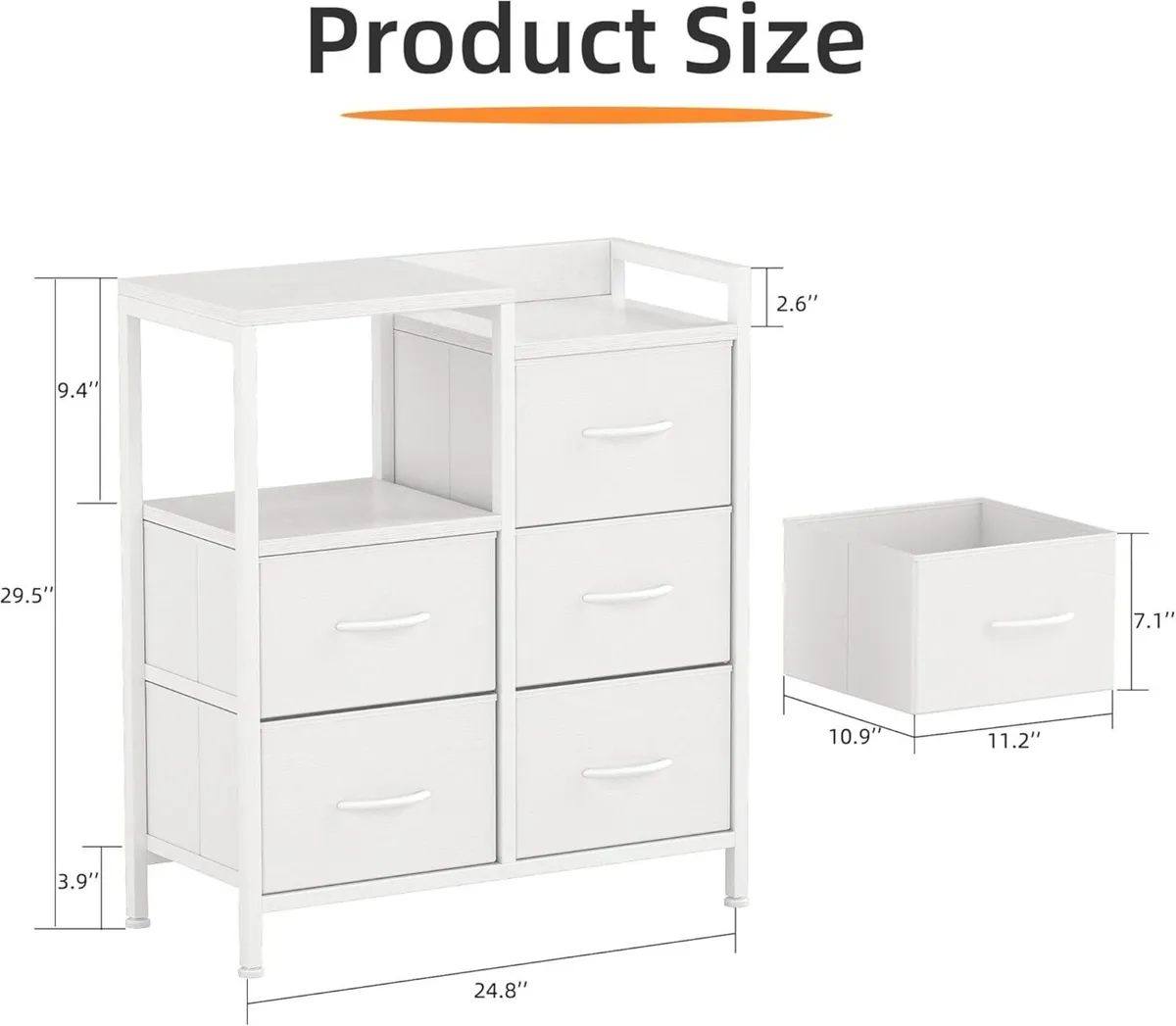 Chest of Drawers Bedroom Storage with 5 Fabric - Image 3
