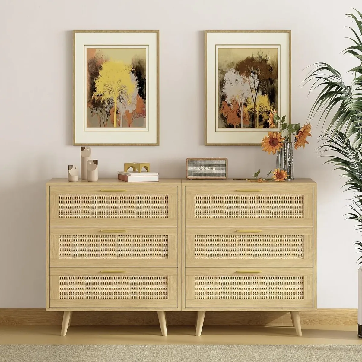 3 Drawer Rattan Dresser for Bedroom Boho Beside - Image 4