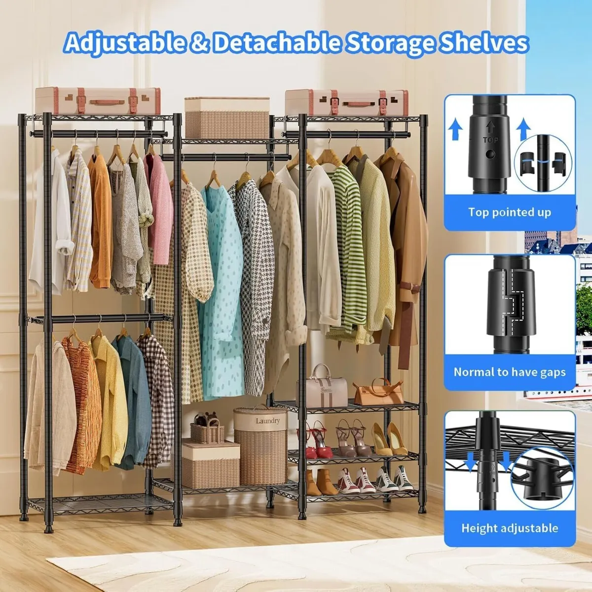 Heavy Duty Clothes Rail Clothing Rails Open - Image 3