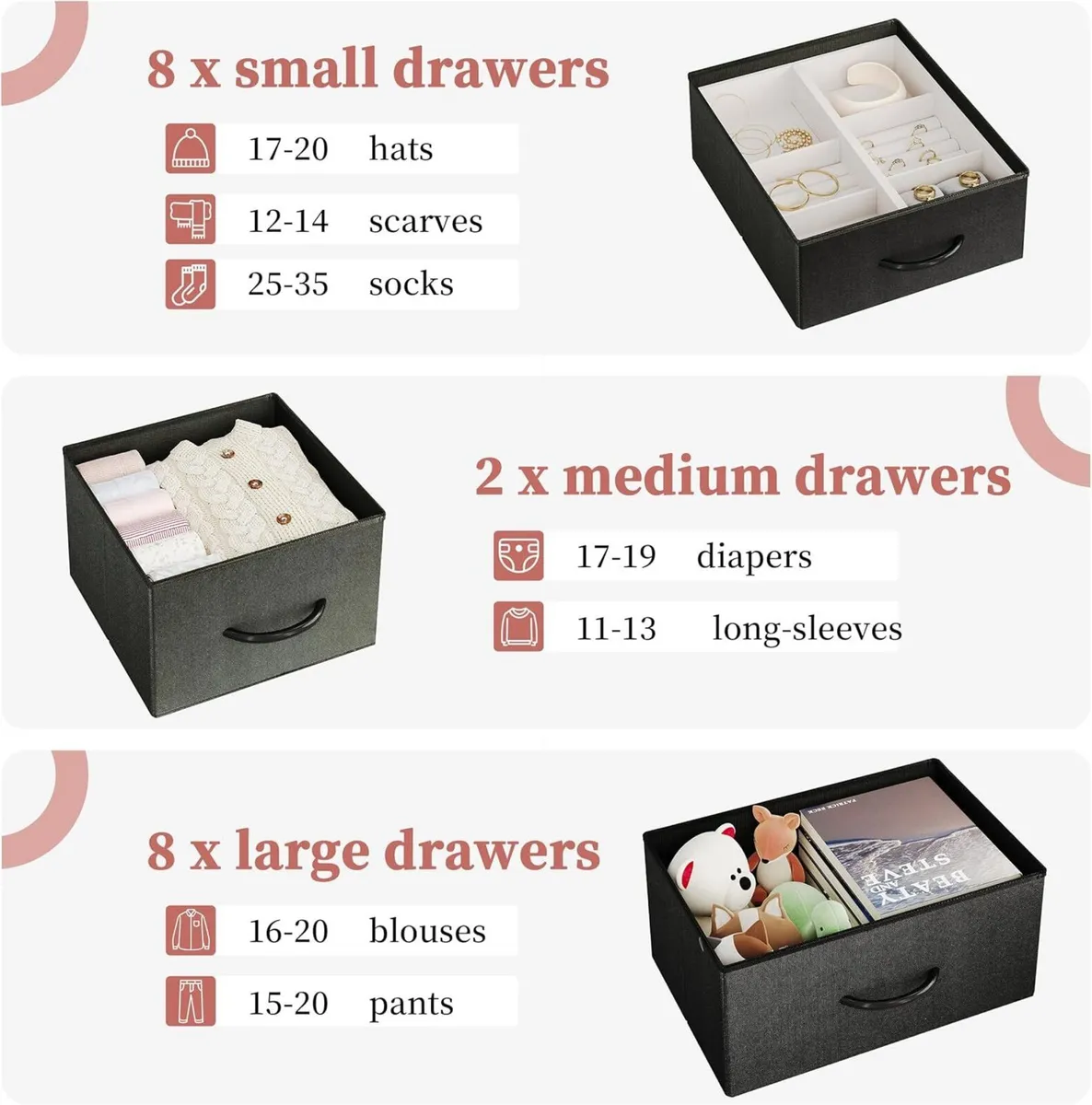 Chest of Drawers with 18 Drawers， Dressers Chests - Image 3