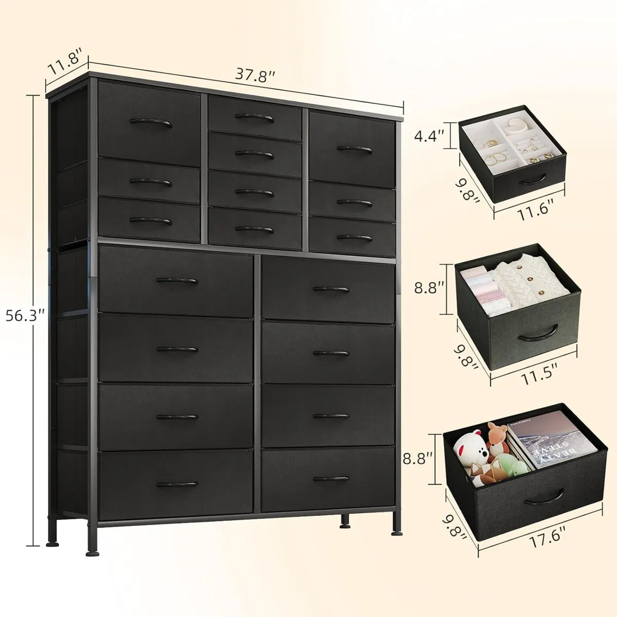 Chest of Drawers with 18 Drawers， Dressers Chests - Image 2