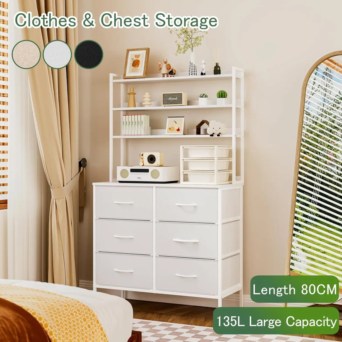 Bedroom Chest of Drawers 3-Tier Wooden Storage - Image 4