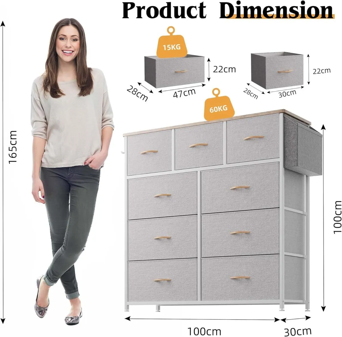 Fabric Chest of Drawers - Canvas Storage Unit - Image 3