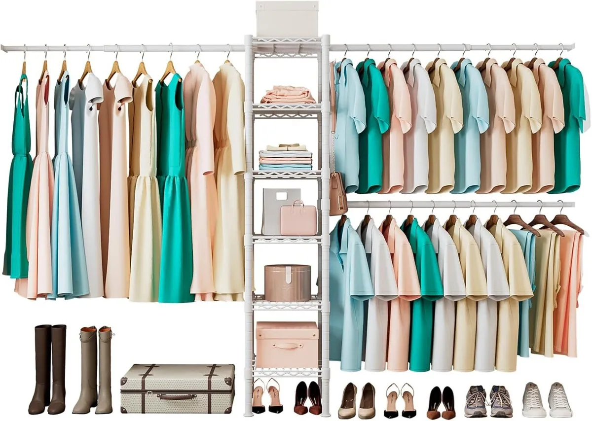 Telescopic Garment Rack Wall Mounted Coat Hanging - Image 1