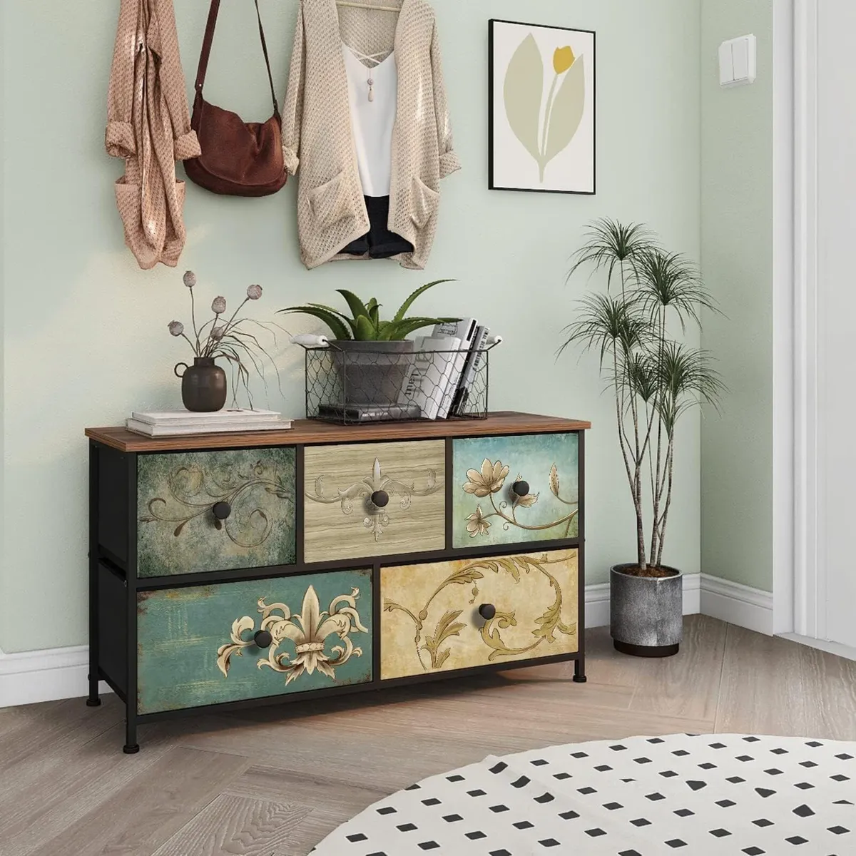 Dresser with 5 Drawers Wide Drawer for Bedroom TV - Image 2