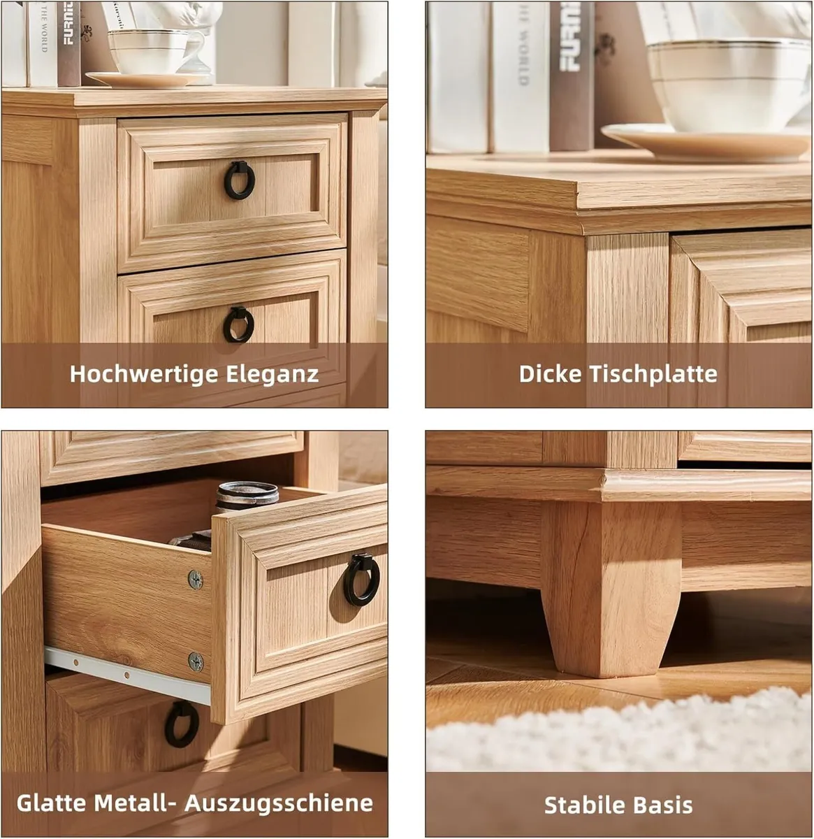 Farmhouse Nightstand 16 Inch End Table with 3 - Image 4