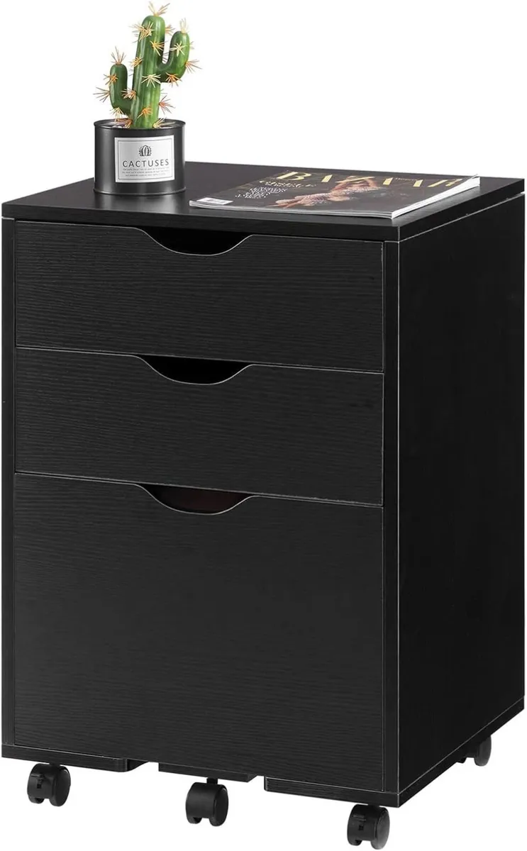 Mobile Filling Cabinet with 3-Drawer Wood Desk - Image 4