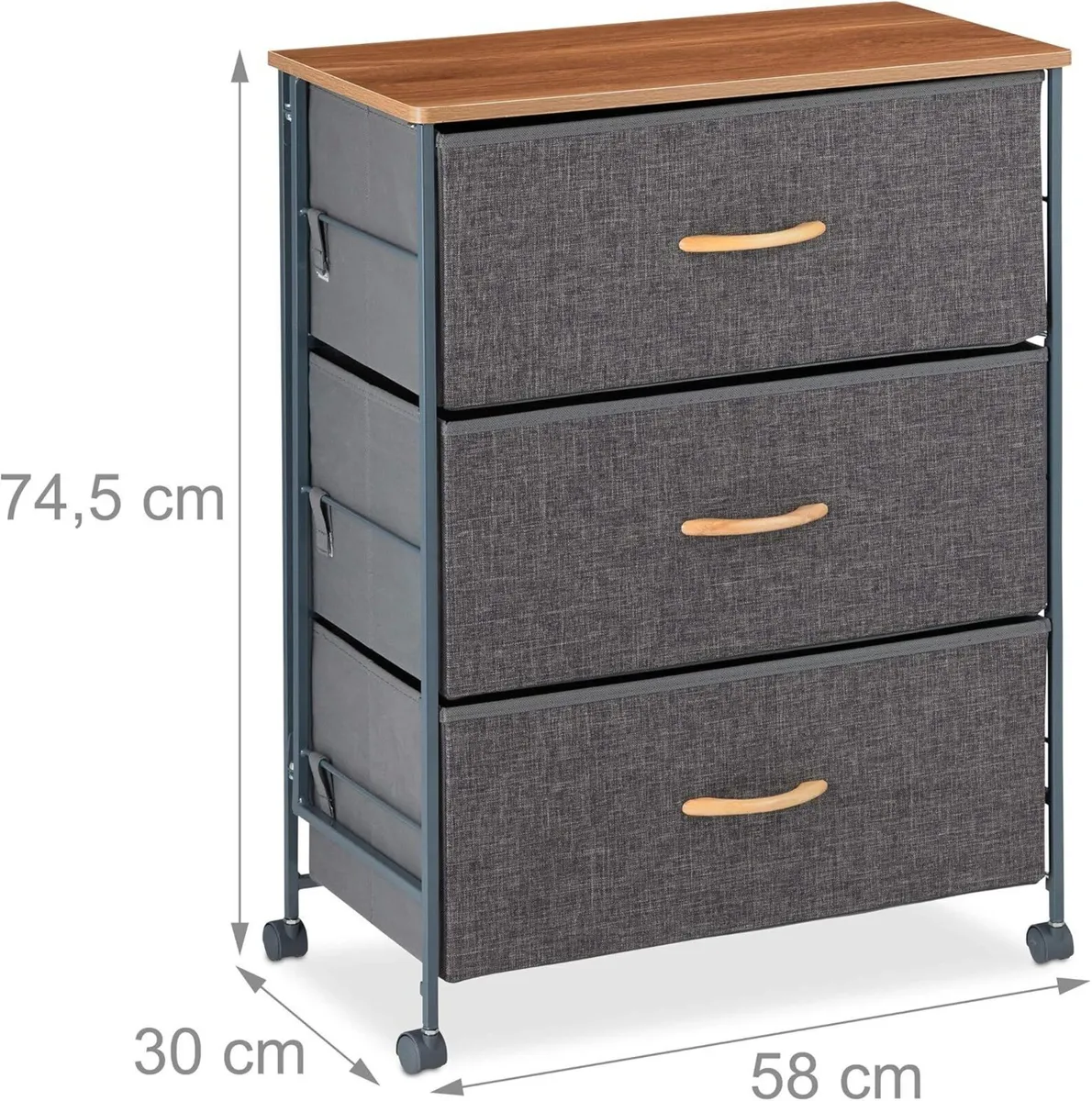 Chest of Drawers on Castors 3 Fabric Decor Stand - Image 3