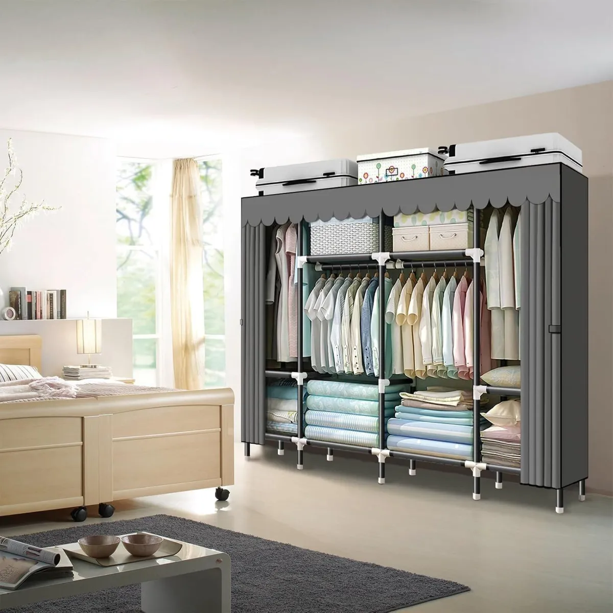Portable Wardrobe Clothes Closet Storage Organizer - Image 2