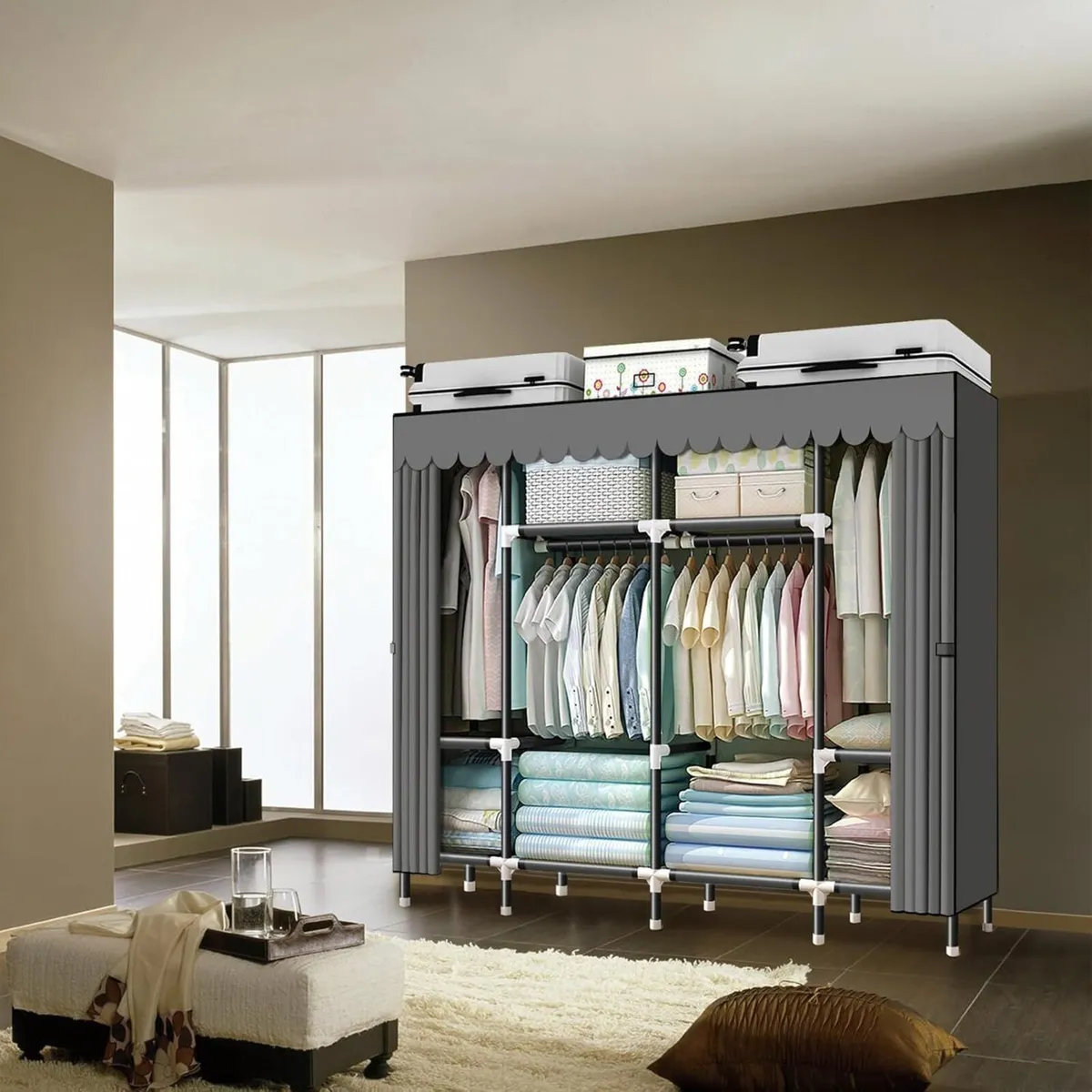 Portable Wardrobe Clothes Closet Storage Organizer - Image 4