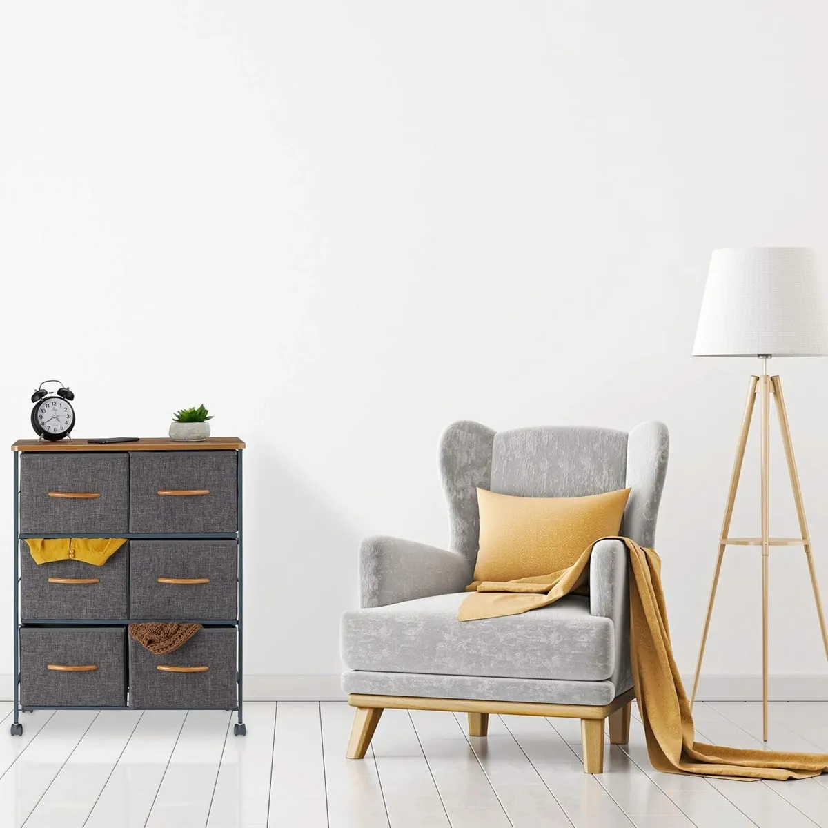 Chest of Drawers on Castors 3 Fabric Decor Stand - Image 4