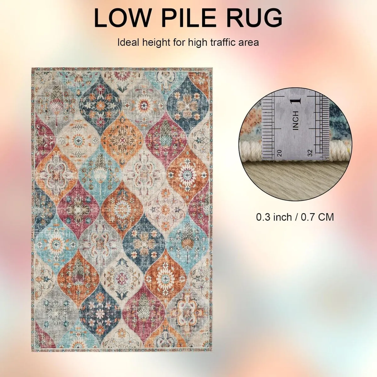 Moroccan Trellis Washable Living Room Rug - Retro - Image 2