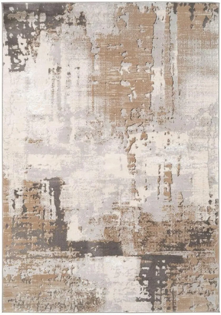 Luxury Greige Painterly Living Room Area Rug - Image 1