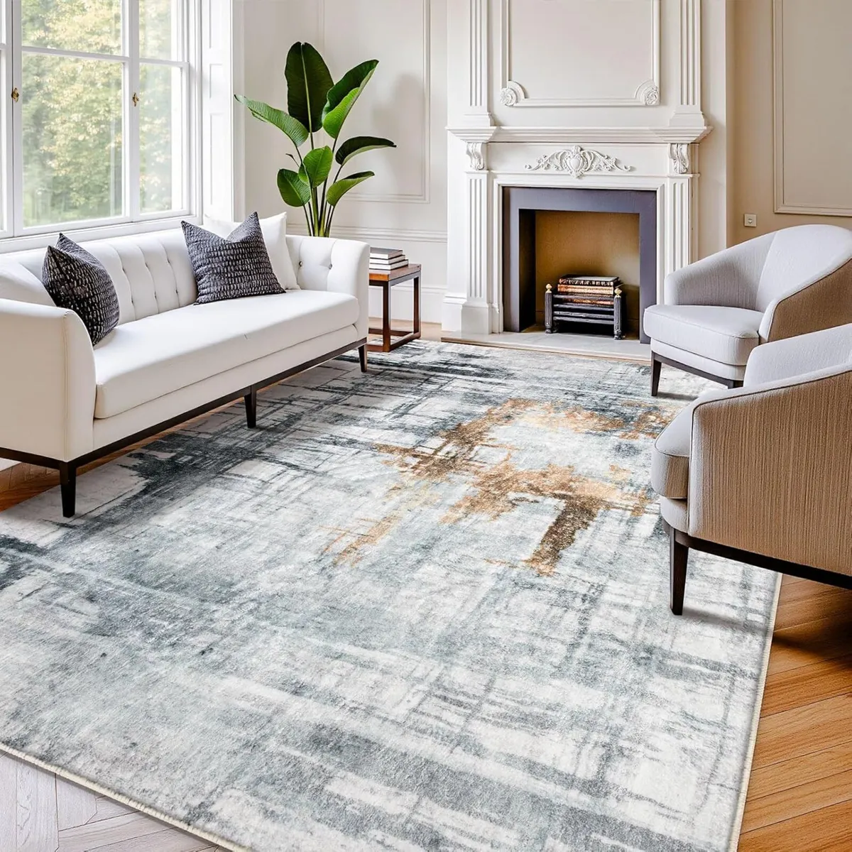 Area Rug Living Room Rugs Grey Modern Luxury Soft - Image 2