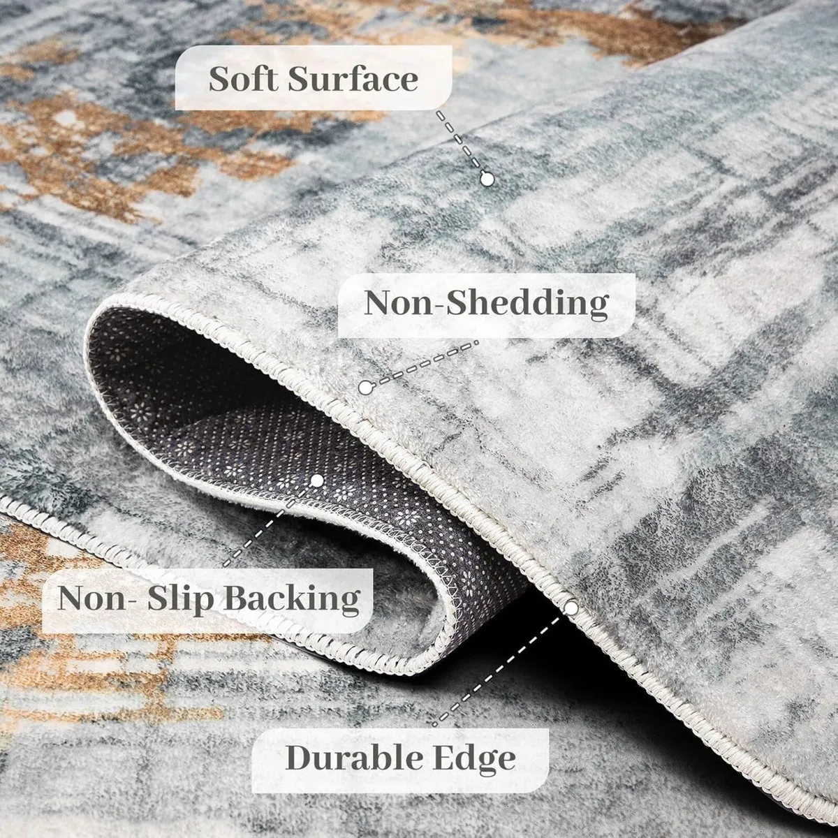 Area Rug Living Room Rugs Grey Modern Luxury Soft - Image 3