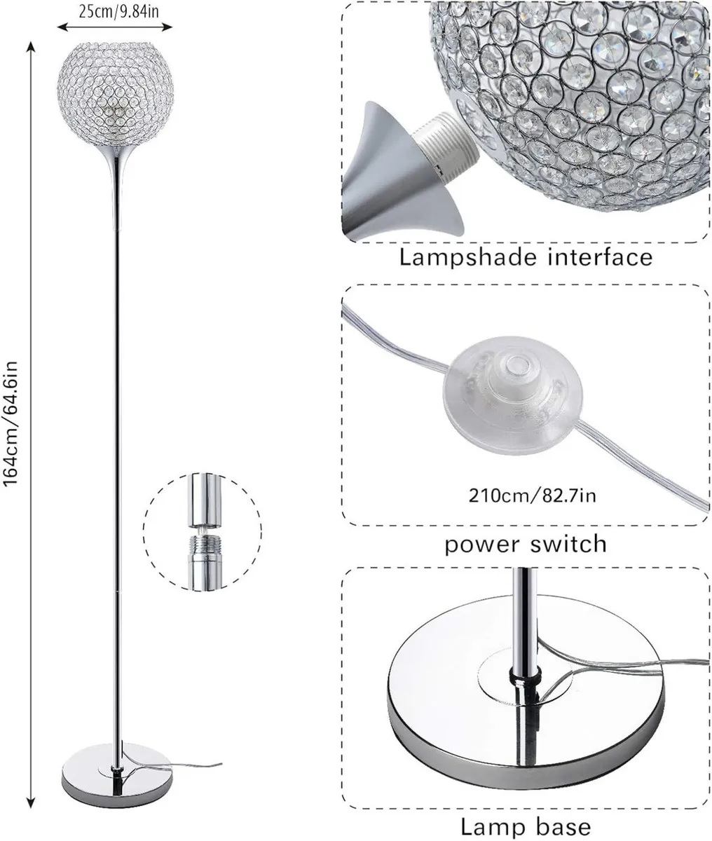 Led Floor Lamps for Living Room Modern Chrome - Image 2