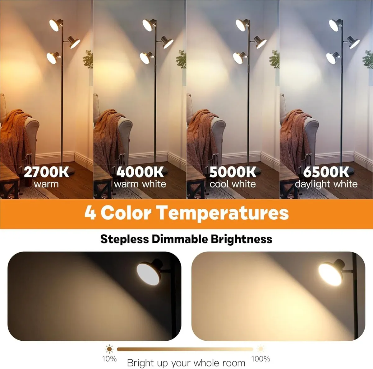36W LED Tree Floor Lamp Modern Dimmable Standing - Image 4