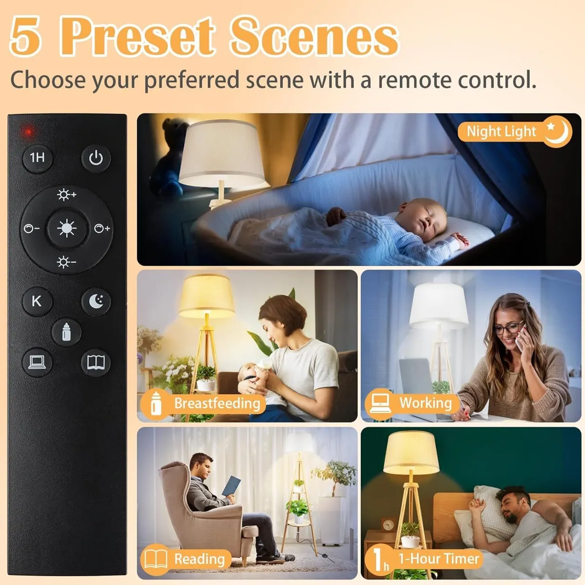 Wood Tripod Floor Lamp with Shelves Bulb Included - Image 3