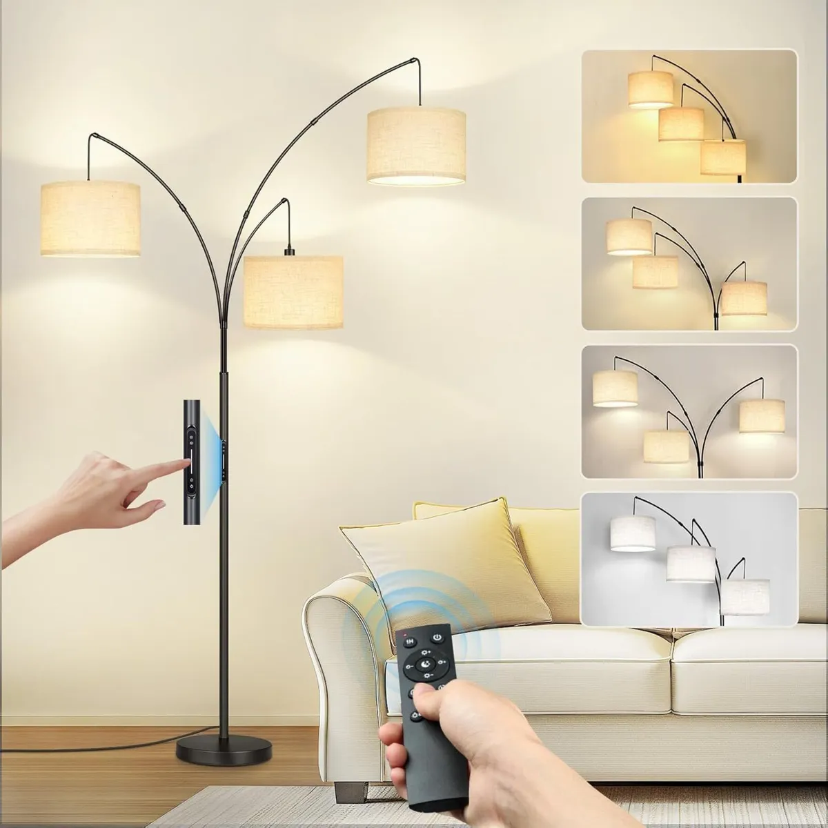 Arc Floor Lamp Dimmable with 3 Lights 4 Color - Image 1