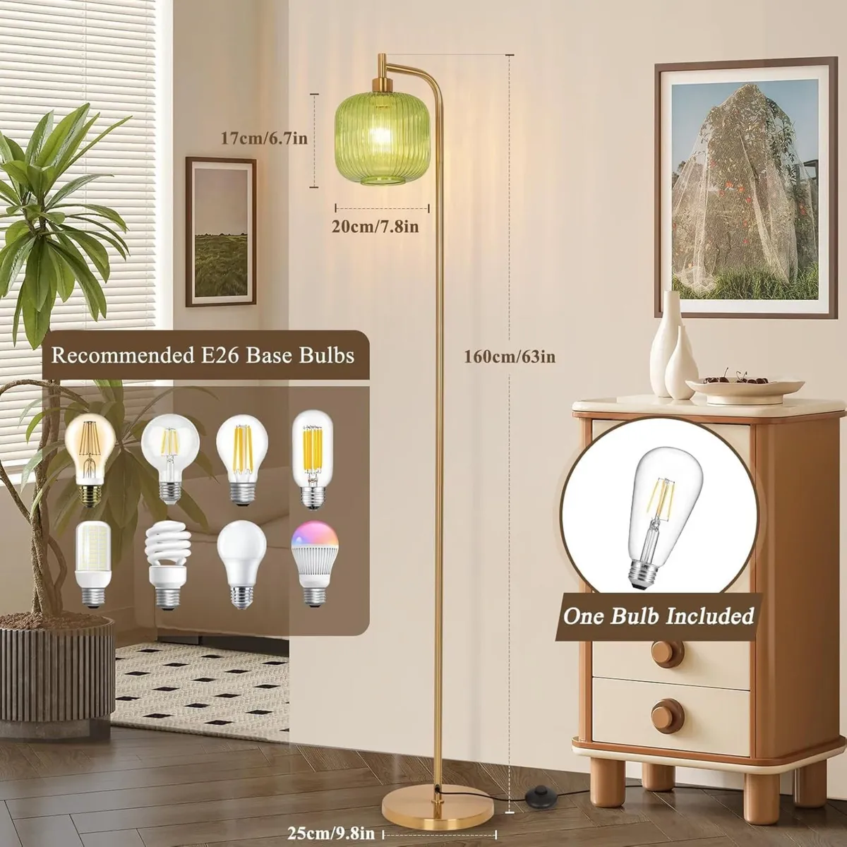 Glass Floor Lamp for Living Room Modern Ribbed - Image 2