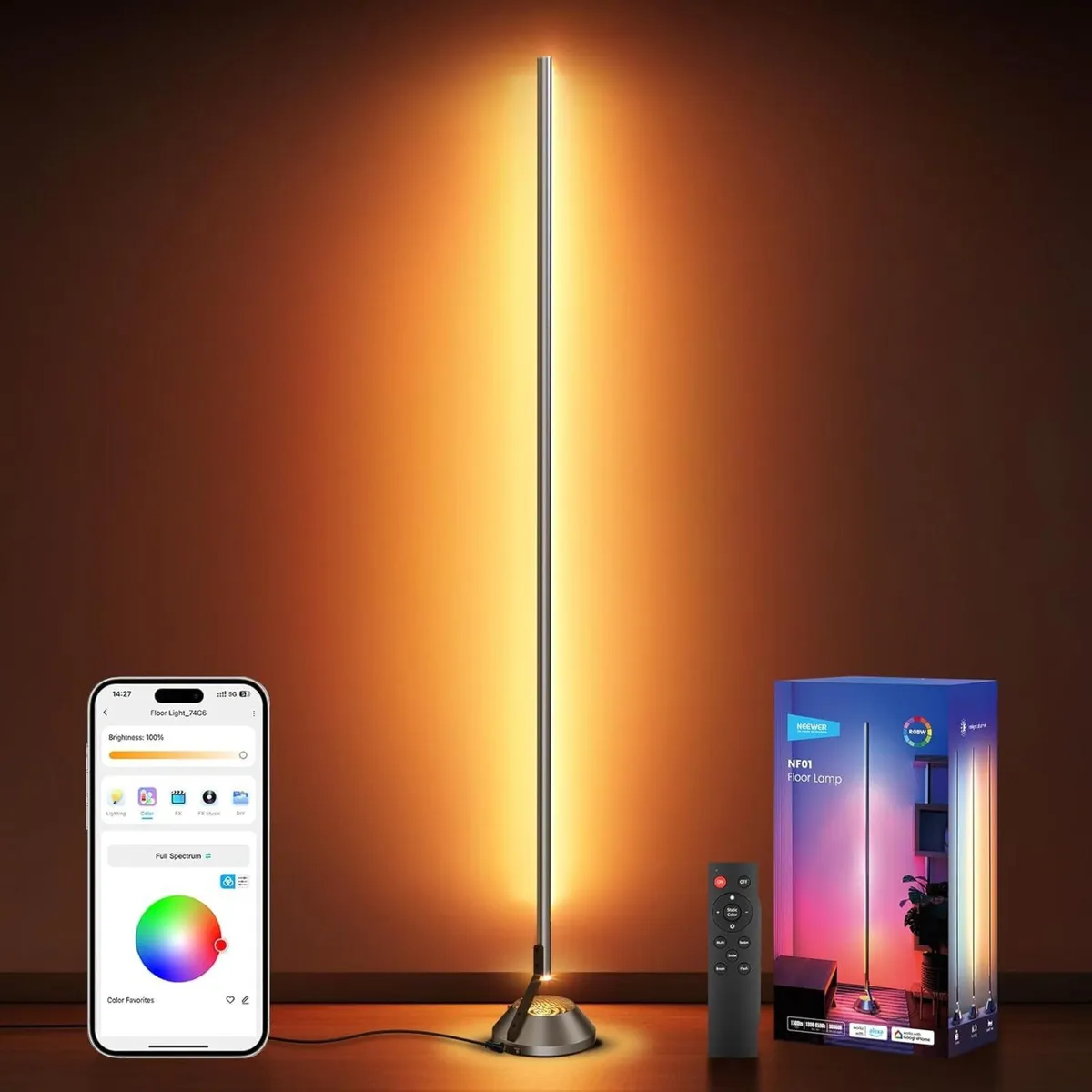 Smart RGBW Floor Lamp 1500lm LED Standing Corner - Image 1