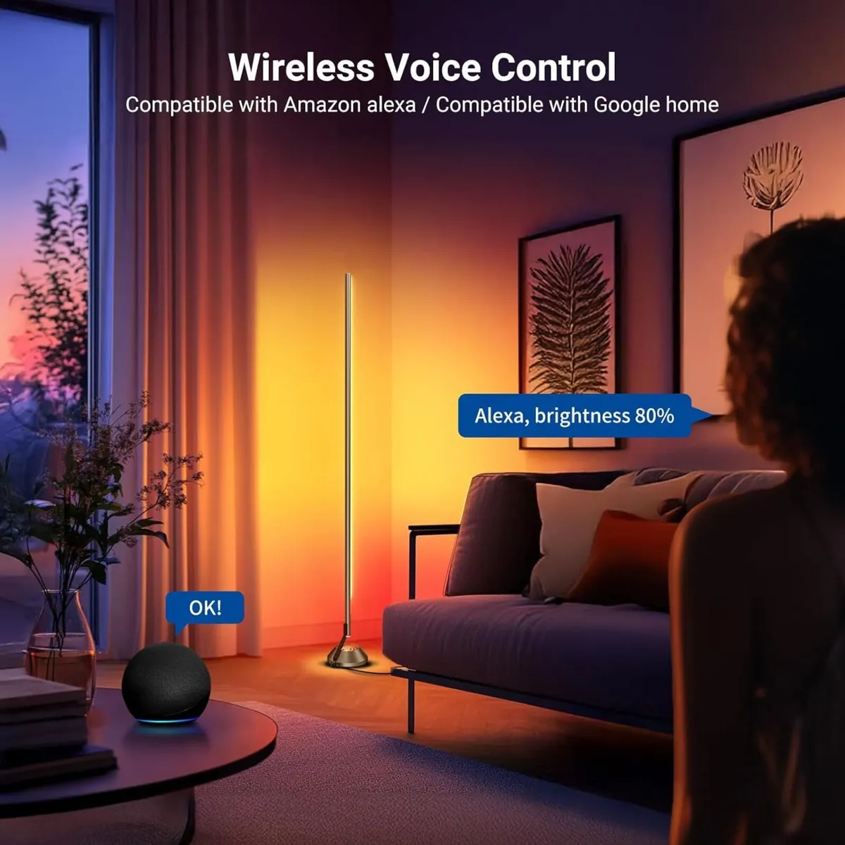 Smart RGBW Floor Lamp 1500lm LED Standing Corner - Image 2