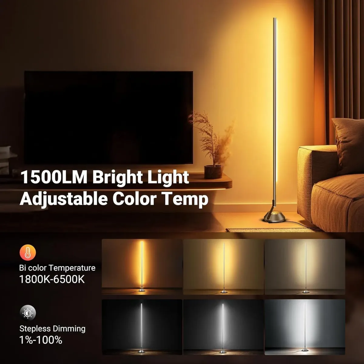 Smart RGBW Floor Lamp 1500lm LED Standing Corner - Image 4