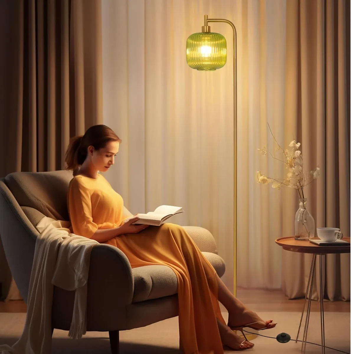 Glass Floor Lamp for Living Room Modern Ribbed - Image 4