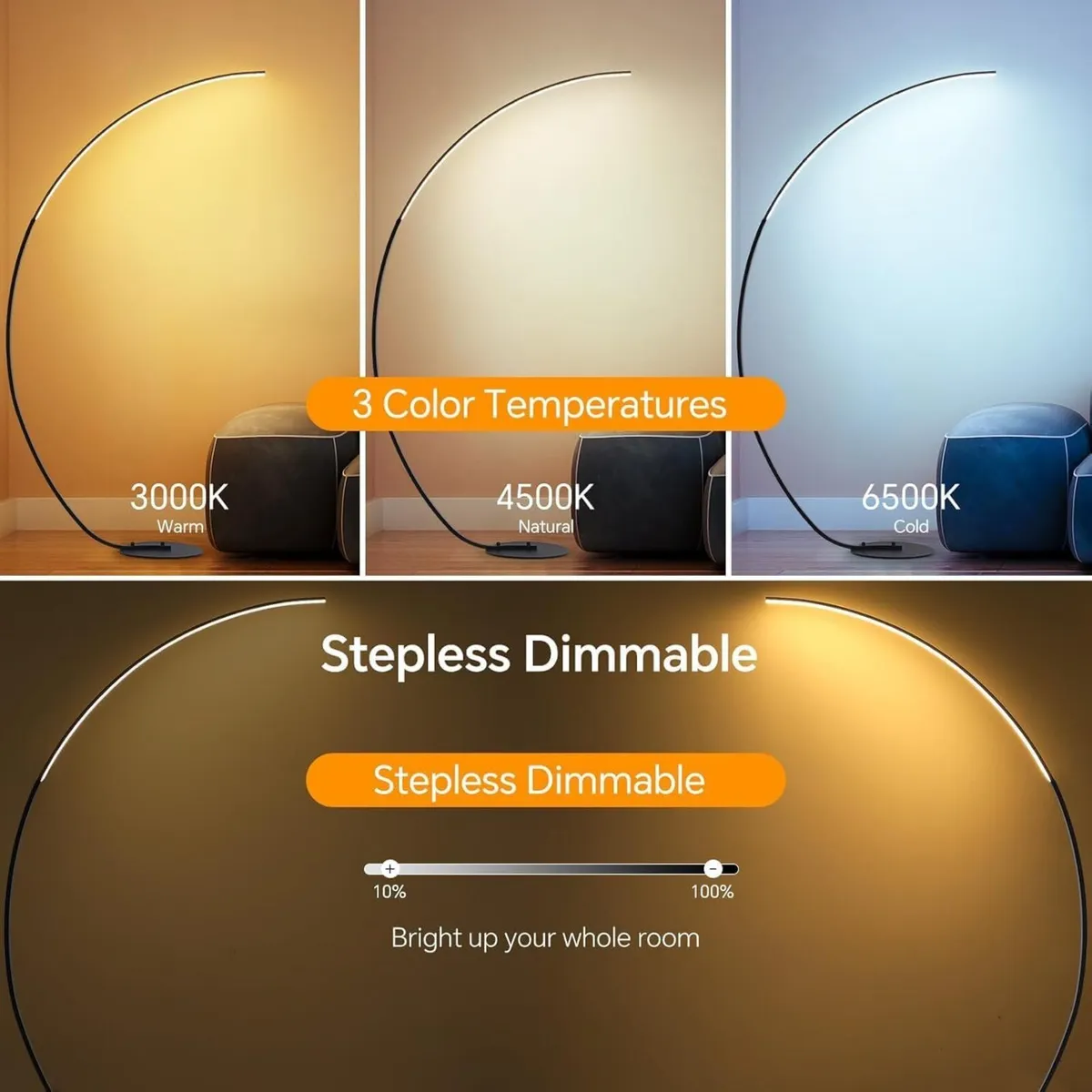 RGB Floor Lamp 165cm Million Colors Changing Arc - Image 2