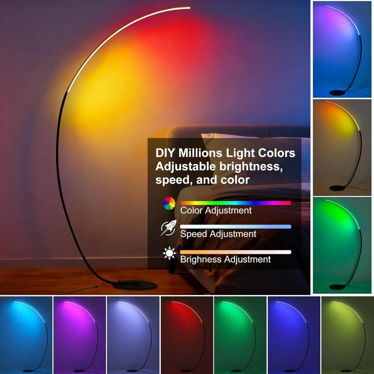 RGB Floor Lamp 165cm Million Colors Changing Arc - Image 4