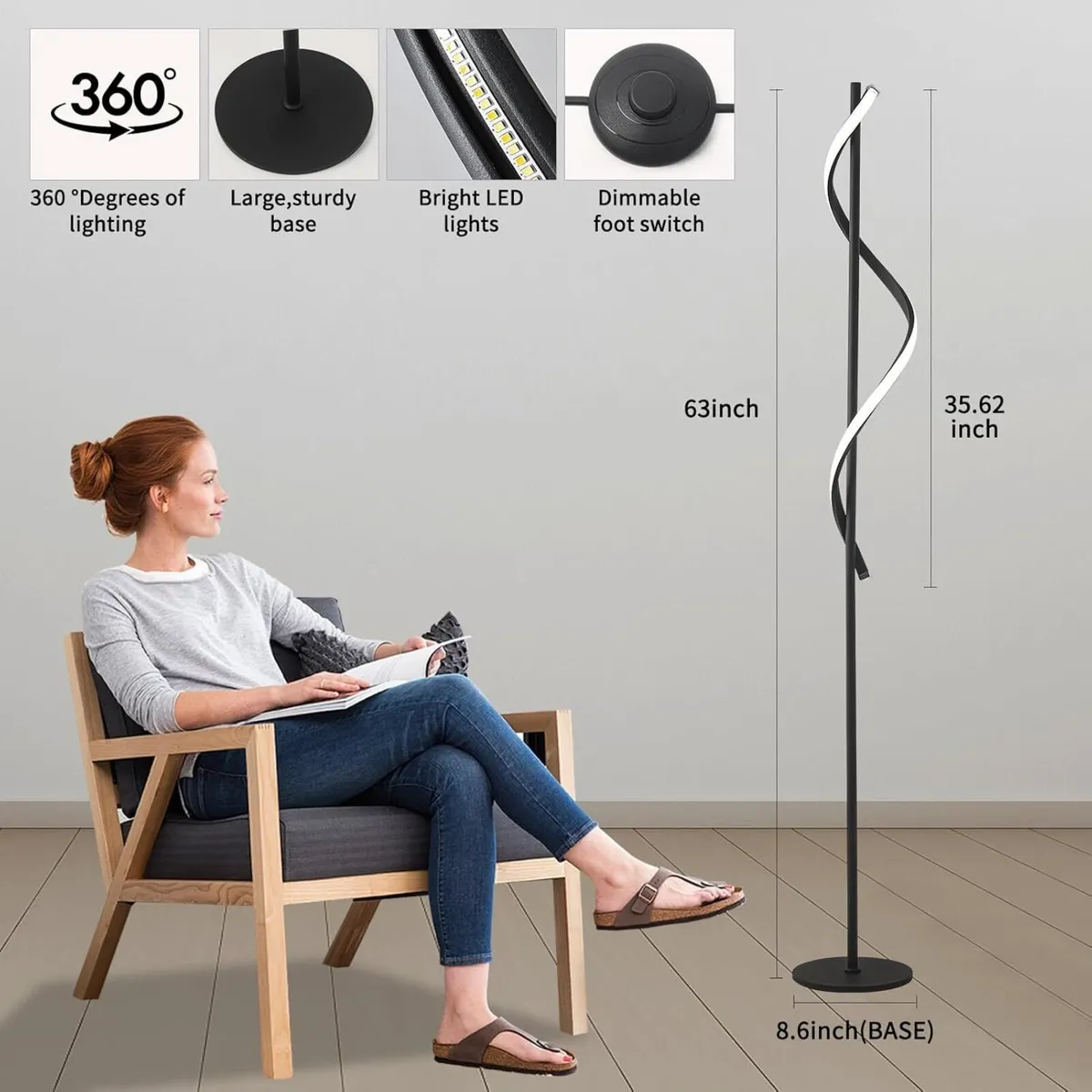 LED Floor Lamp 40W Lamps for Living Room 3 Colour - Image 3