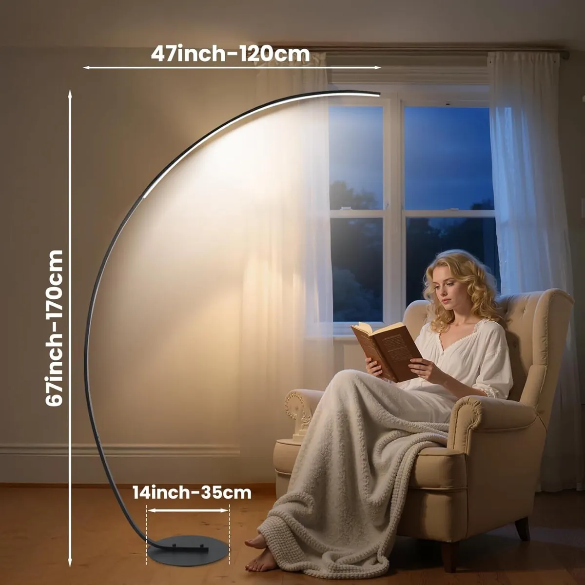 Arc Floor Lamp 40W 3 Color 5 Levels Brightness - Image 3