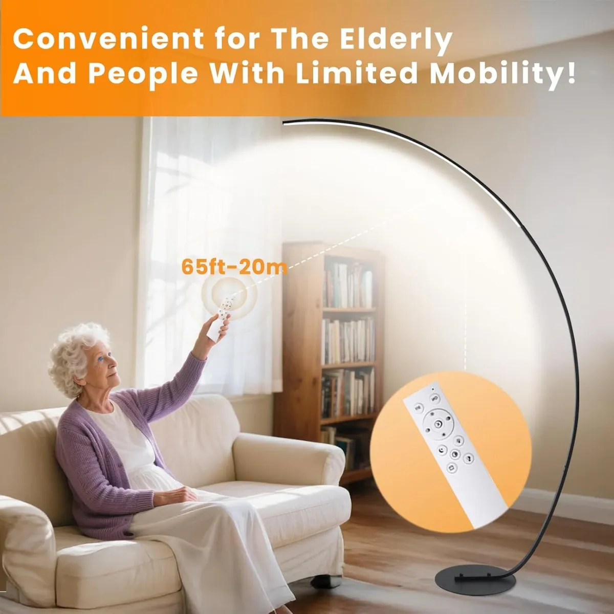 Arc Floor Lamp 40W 3 Color 5 Levels Brightness - Image 4