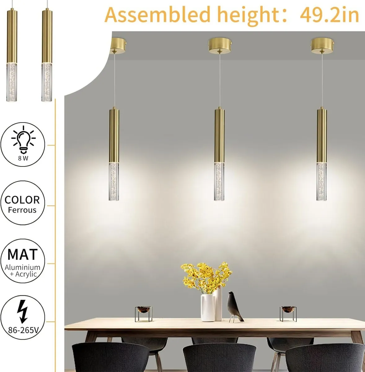 Modern LED Gold Island Table Lamp 3 Pack Cylindric - Image 3