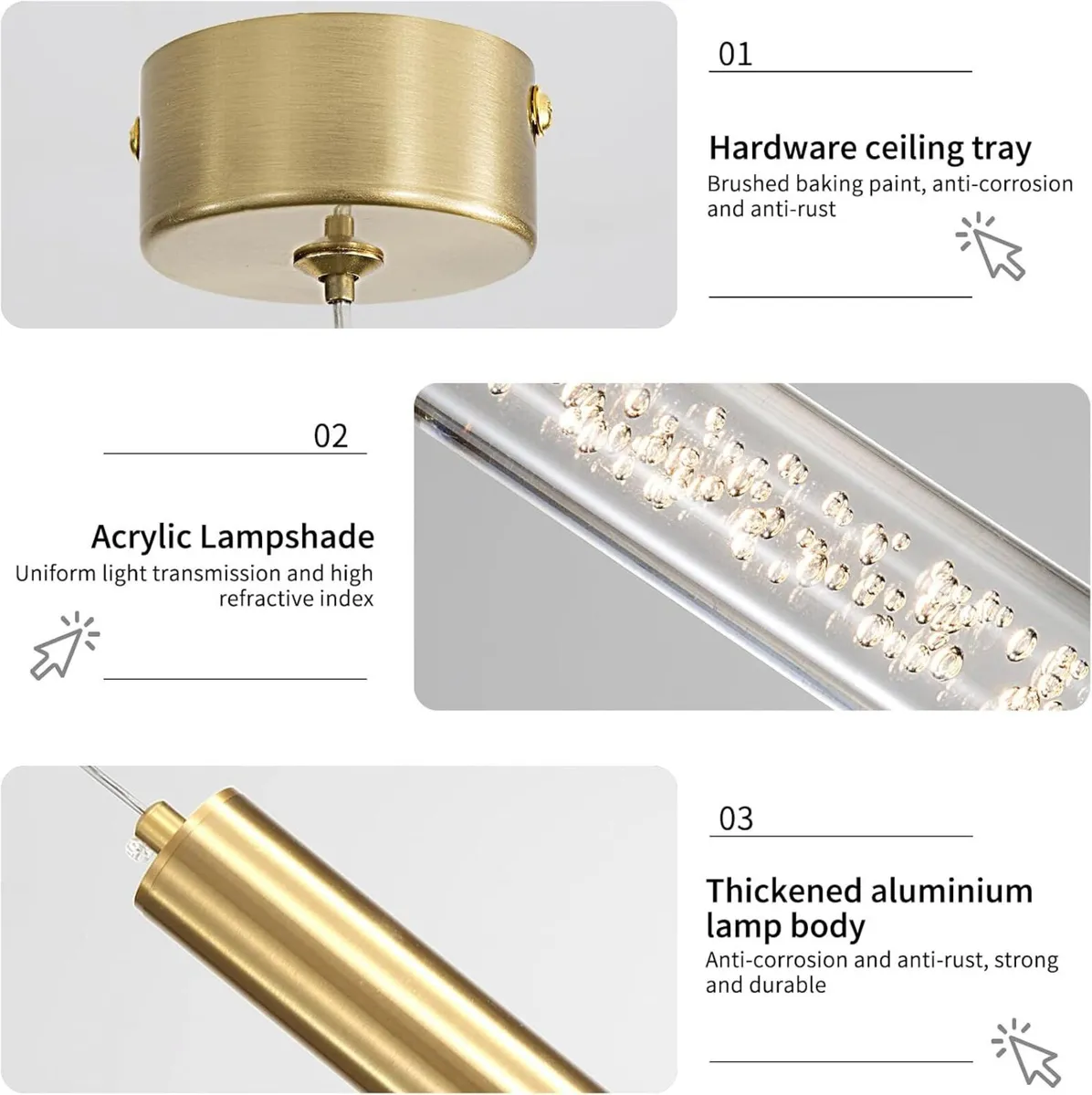 Modern LED Gold Island Table Lamp 3 Pack Cylindric - Image 4