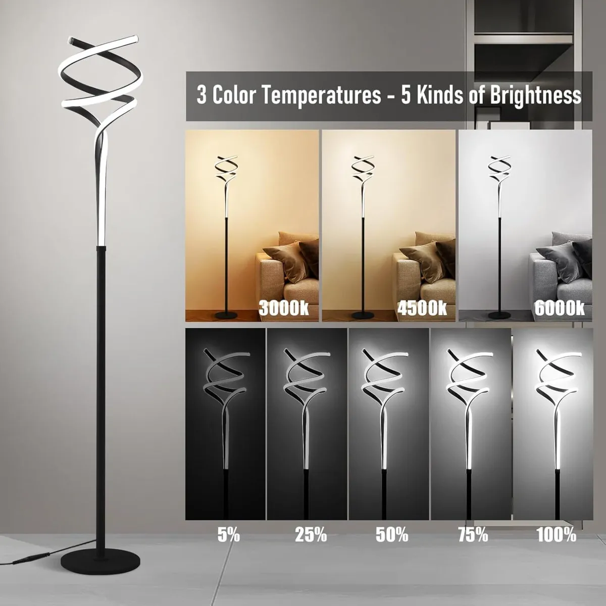 Floor Lamp Lamps for Living Room LED 3 Color 5 - Image 2