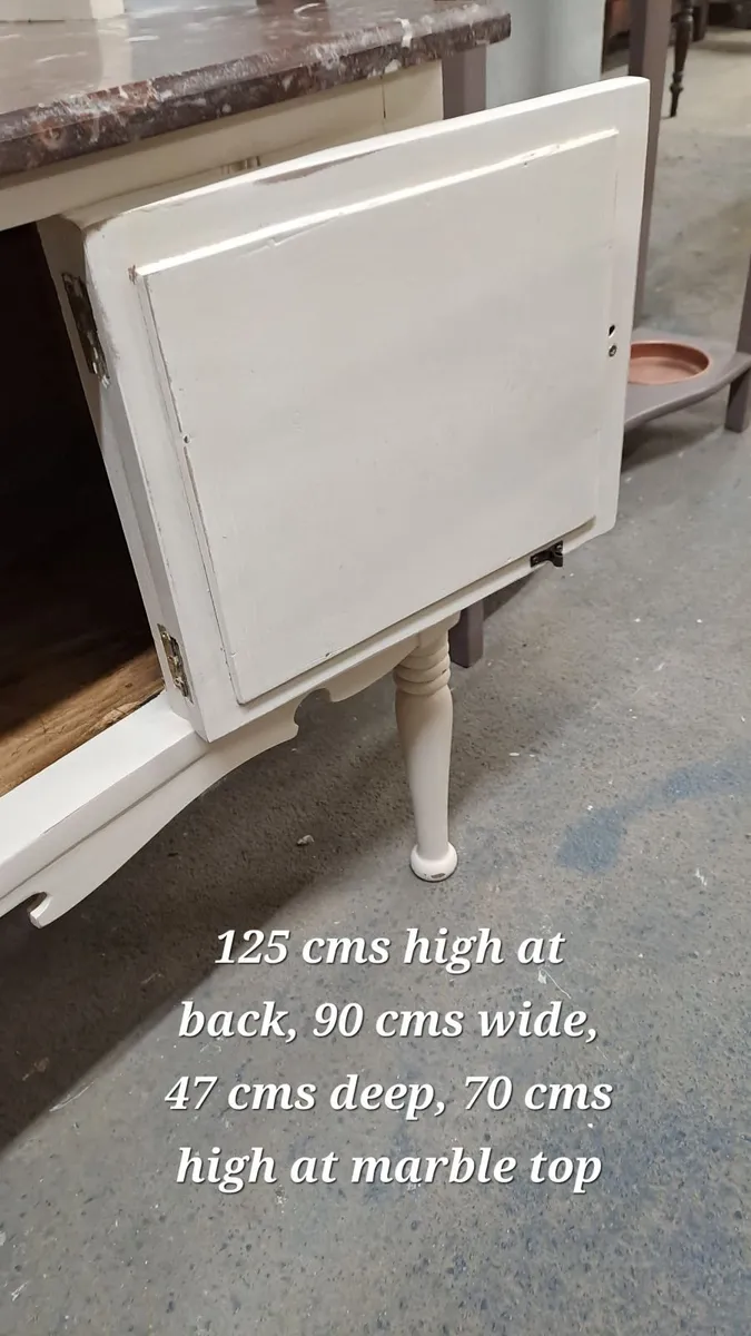 Early 1900s oak marble top wash stand - Image 3