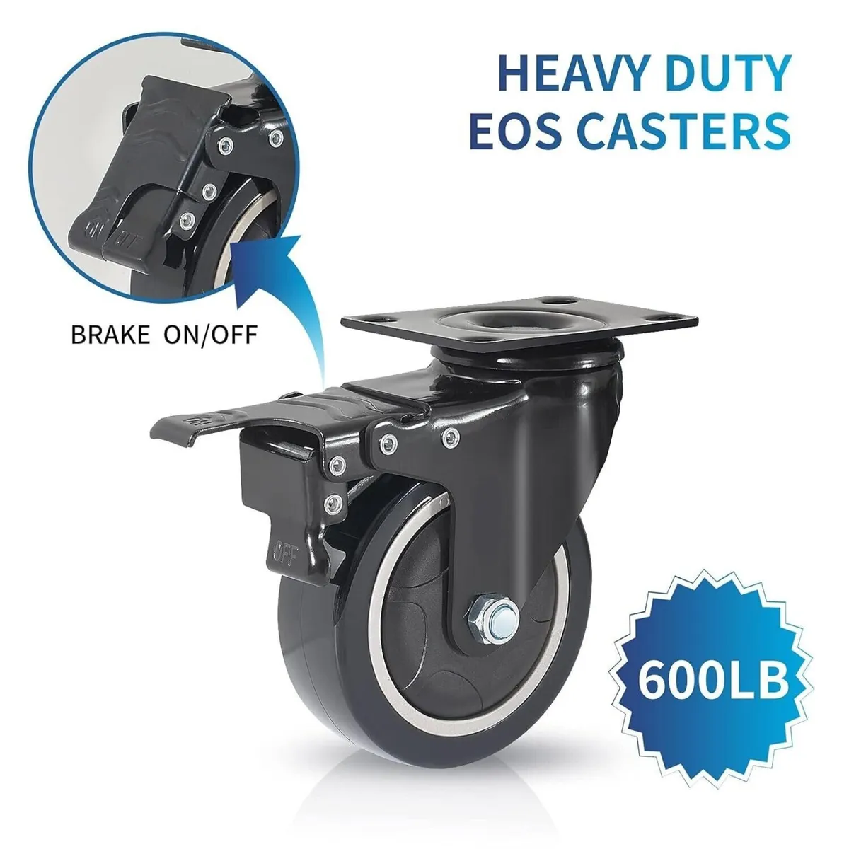 50mm Castor Wheels Heavy Duty 200KG with Brakes - Image 4