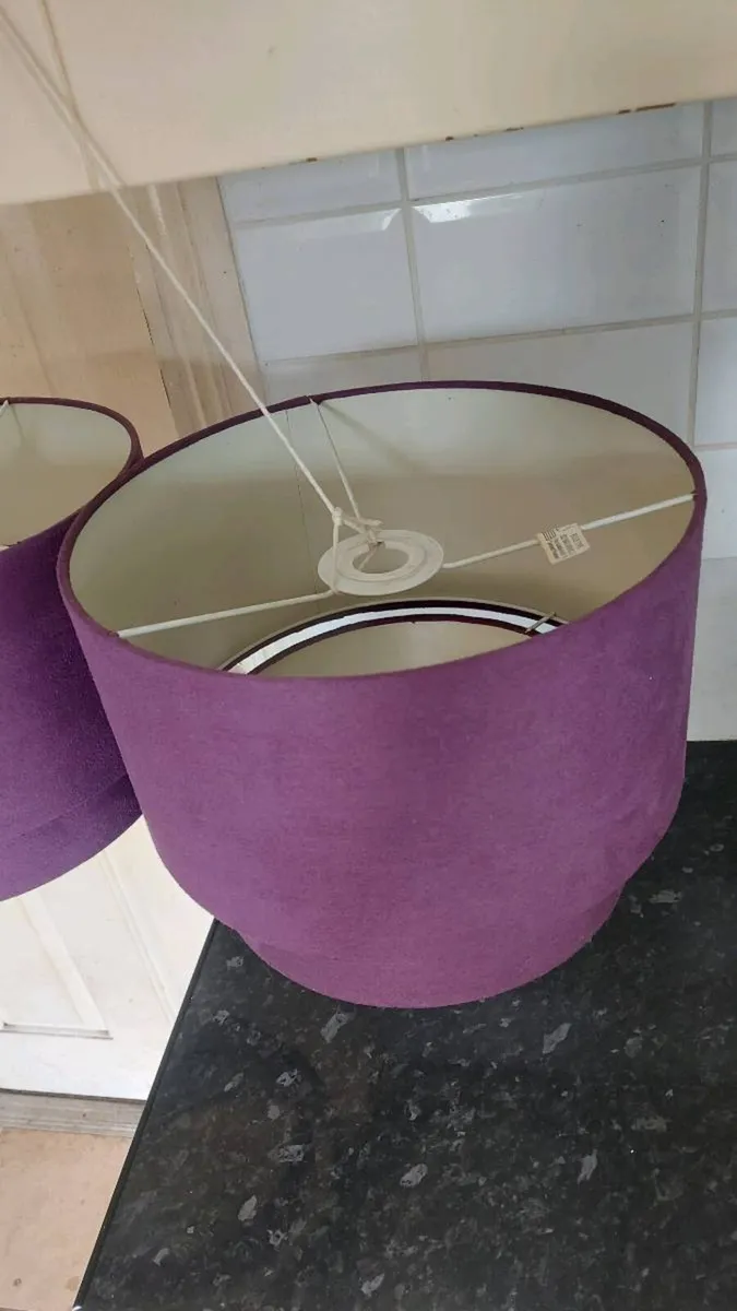 Two purple ceiling light shades - Image 3