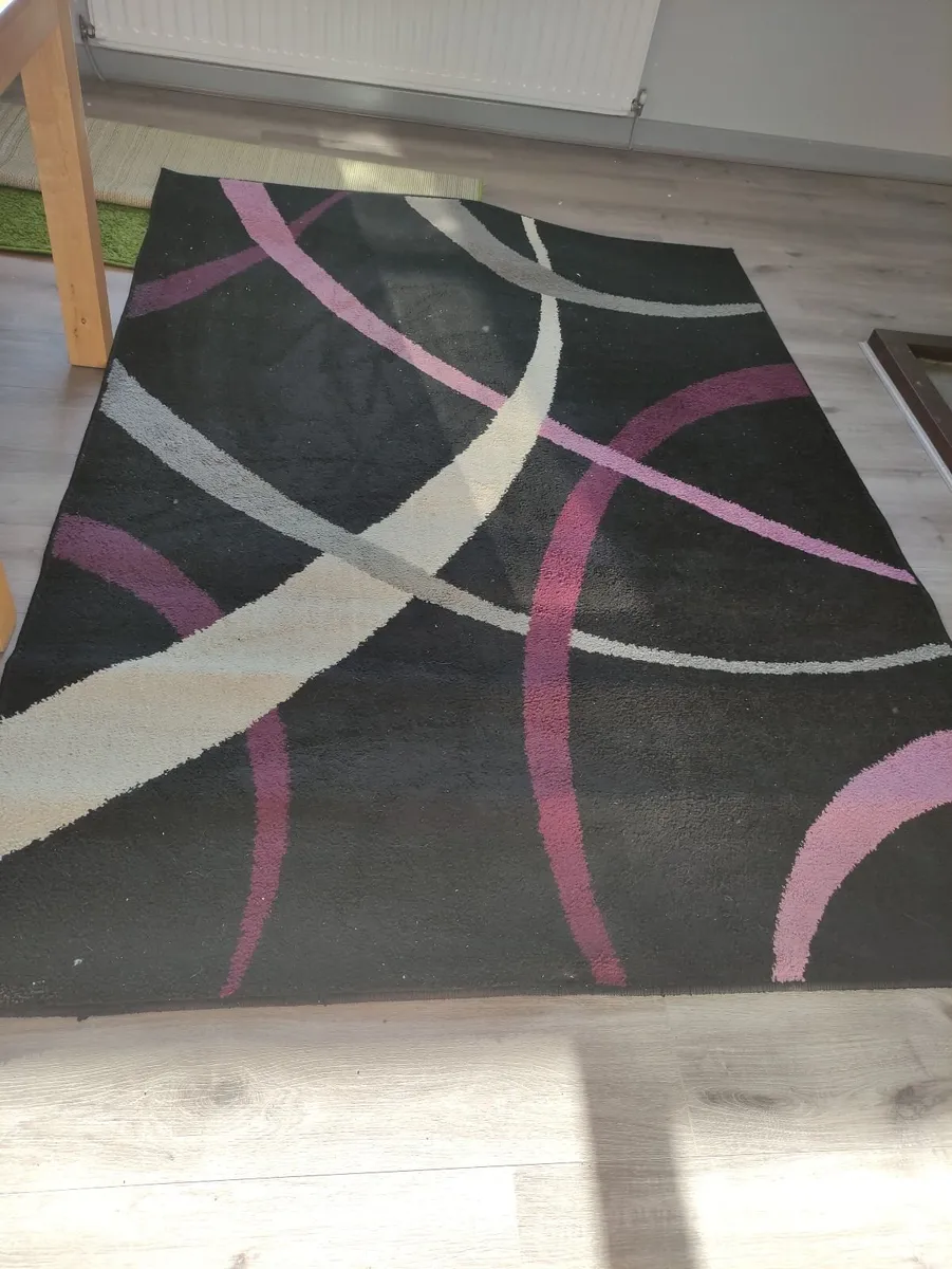 rug black with pink purple - Image 1