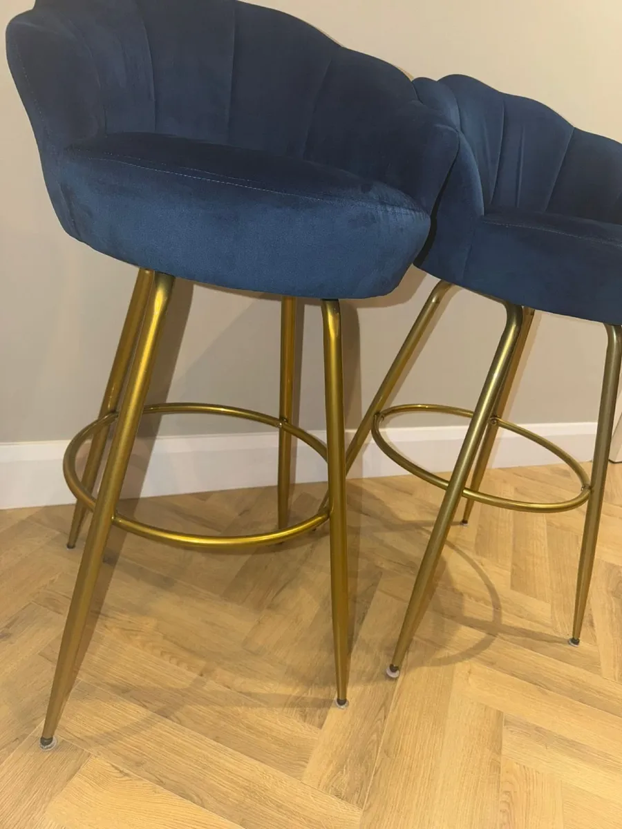 Pair of Navy Bar Stools - Image 2