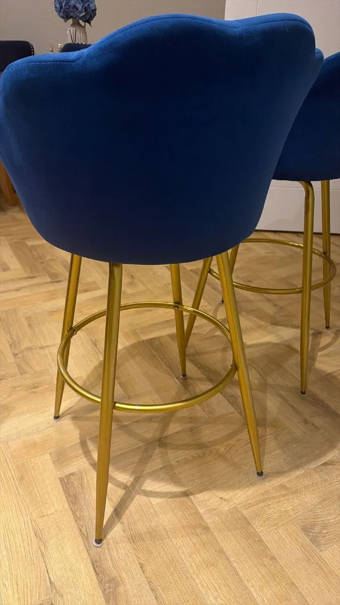 Pair of Navy Bar Stools - Image 4