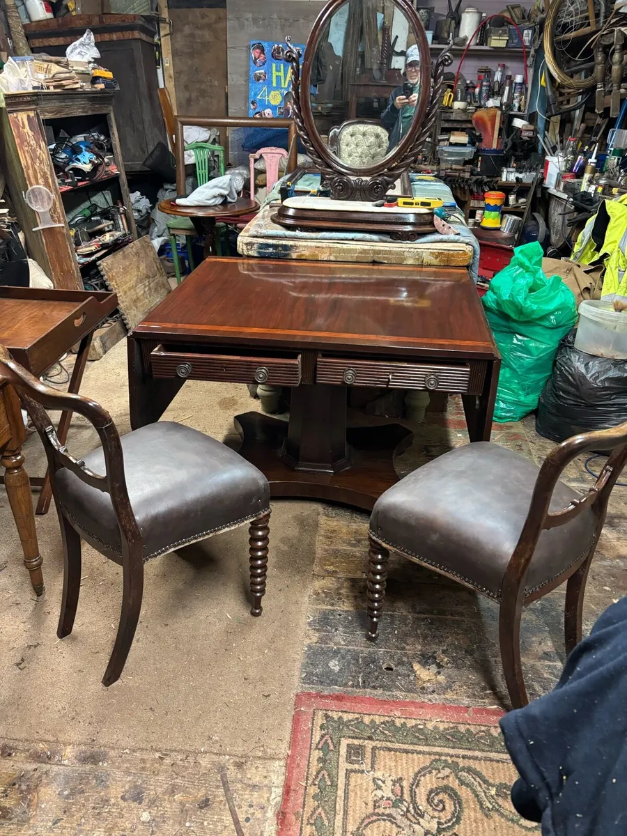 Mahogany sofa table set of 4 Rosewood chairs - Image 1