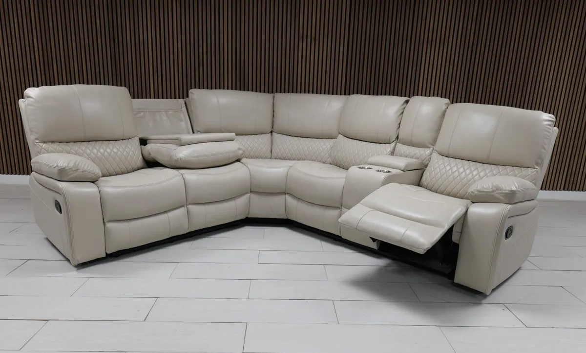 Rita Corner Leather Recliner Sofa - Cupholders - Image 2