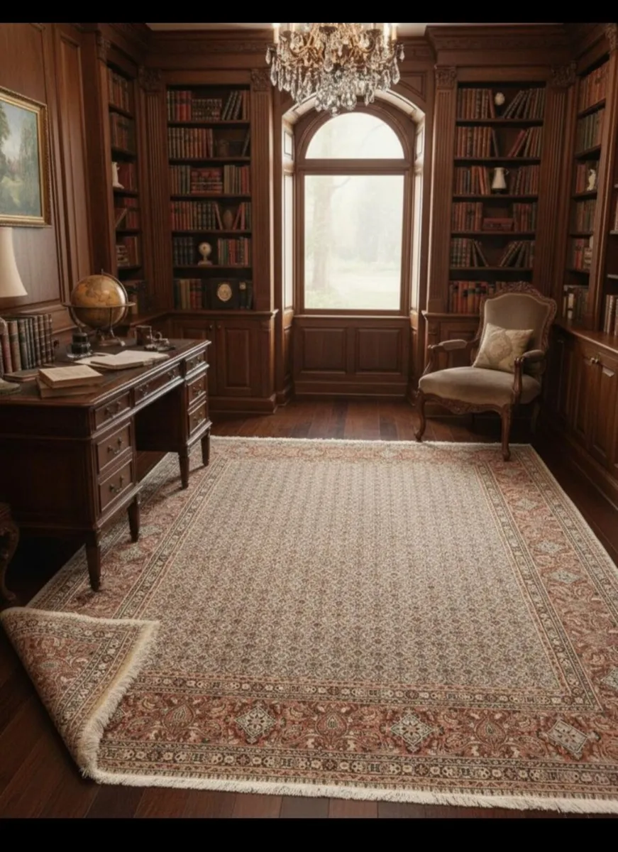 Large Squarish Perser Moud Hand Knotted Rug - Image 1